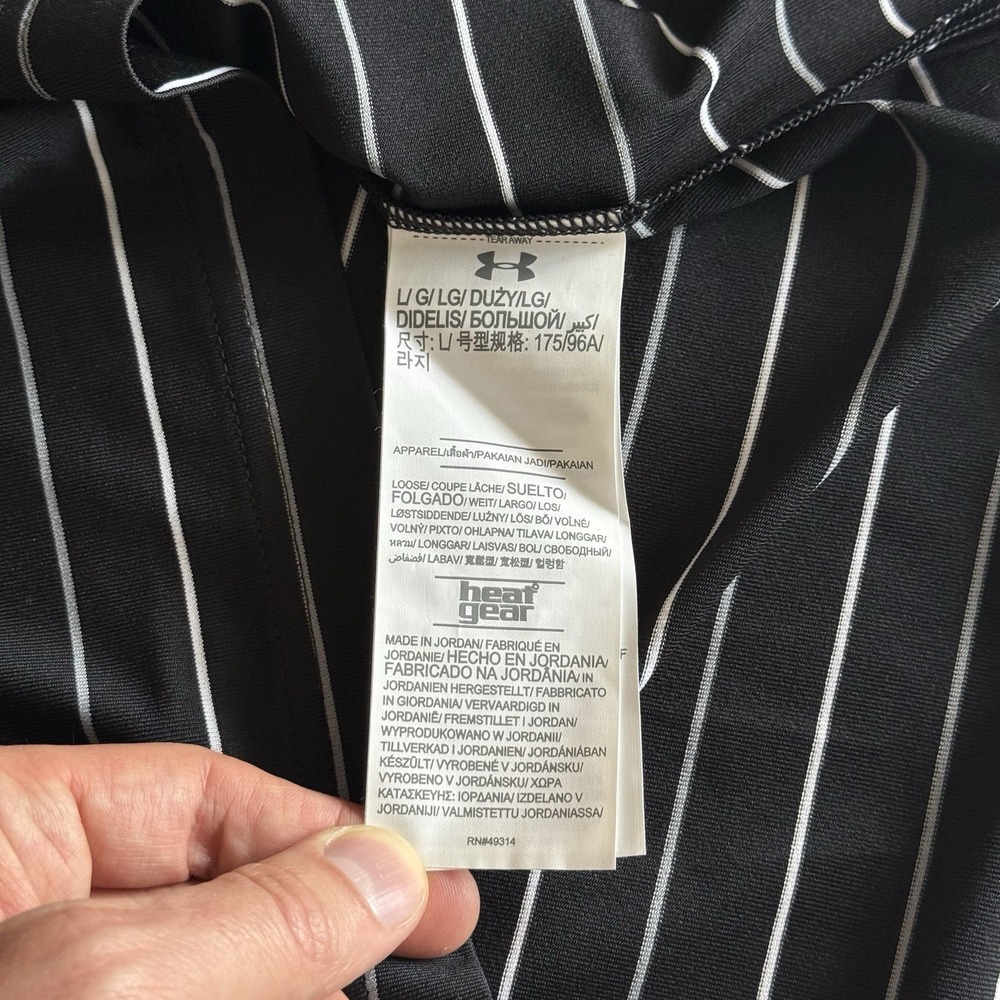 Under Armour US Army Polo Mens Large Striped Performance Athleisure Loose UPF 50 - Picture 8 of 16